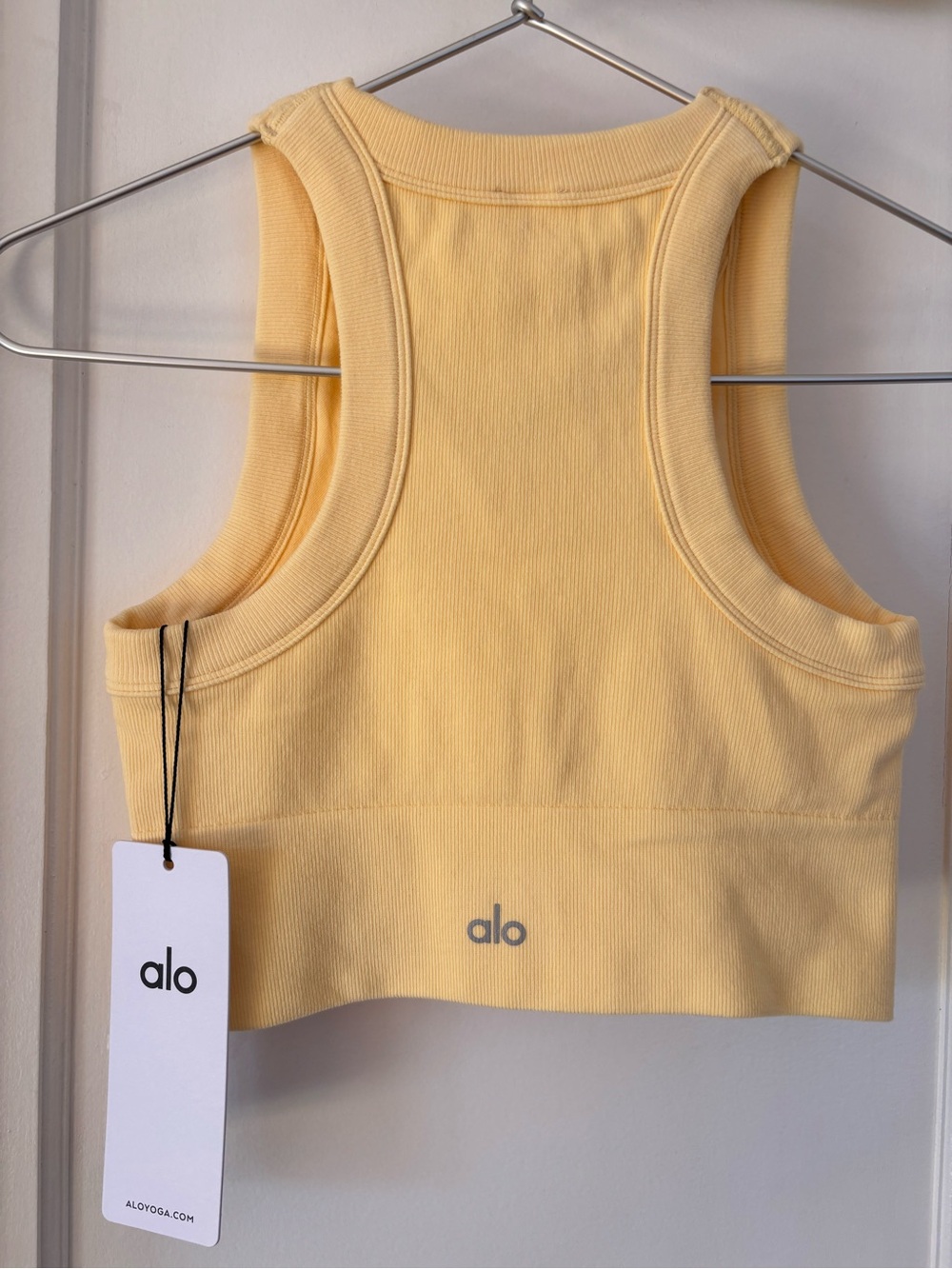 ALO Seamless Delight High Neck Bra - Candlelight Yellow Small NWT